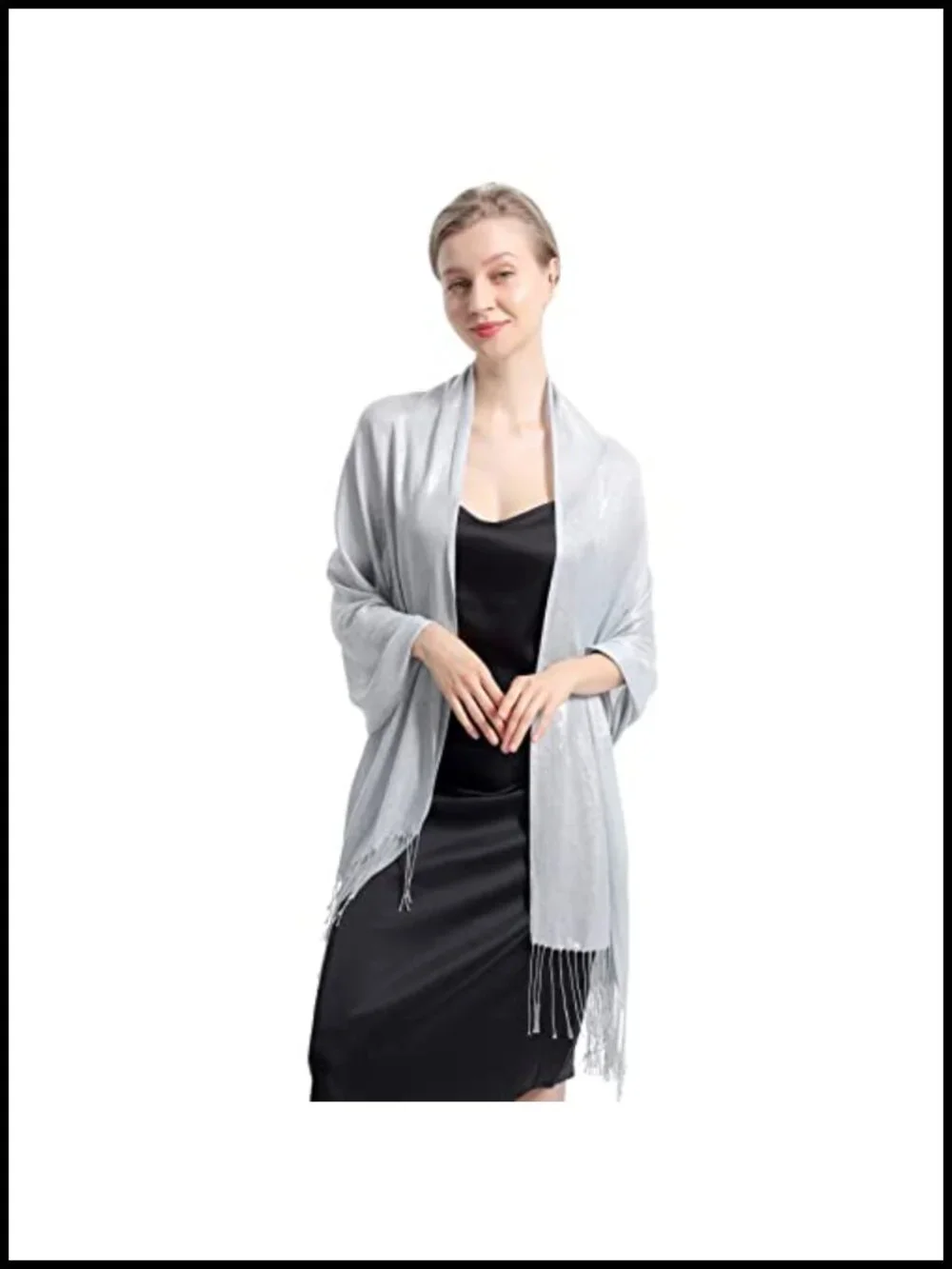 Women's Glitter Pashmina Shawl Scarf Long Tassels Evening Wrap